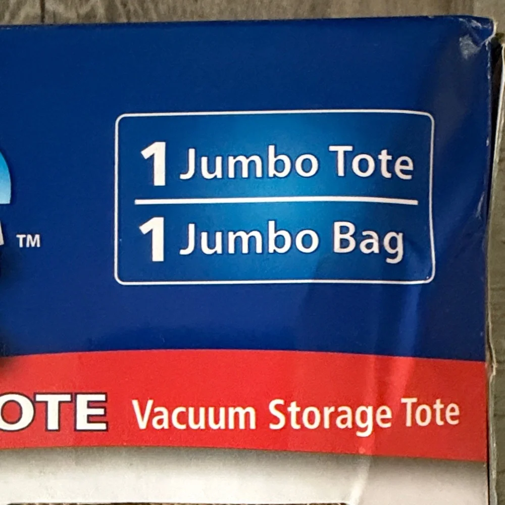 Canvas Tote Vacuum Storage Bag - White and Blue